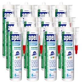 apel HD300 Construction Adhesive Hybrid Sealant, Crystal Clear, Concrete Crack Filler, Heavy Duty Silicone Caulk, Waterproof, Clear, (12x10.5 fl oz) - 12 Pack