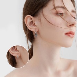 Sword Earrings 925 Sterling Silver Dagger Earrings Moon Phase Jewellery Gift for Men and Women, Sterling Silver, No Gemstone