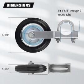 Kikerike Gate Wheels for Metal Tube Gate, Heavy Duty 6-1/4" Farm Gate Helper Wheel, Silver, 2Pcs