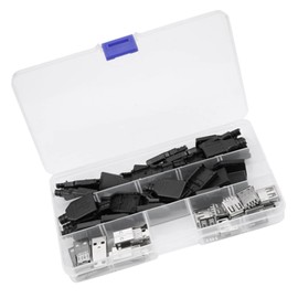 20Pcs 2.0 USB Male Female Plug Connector Assortment Kit 4 Pin Type A Port Plug Socket Adapter Converters With Black Plastic Shell