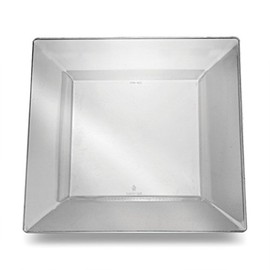 Clear 10 3/4 Inch Plastic Square Dinner Plates - Case of 120