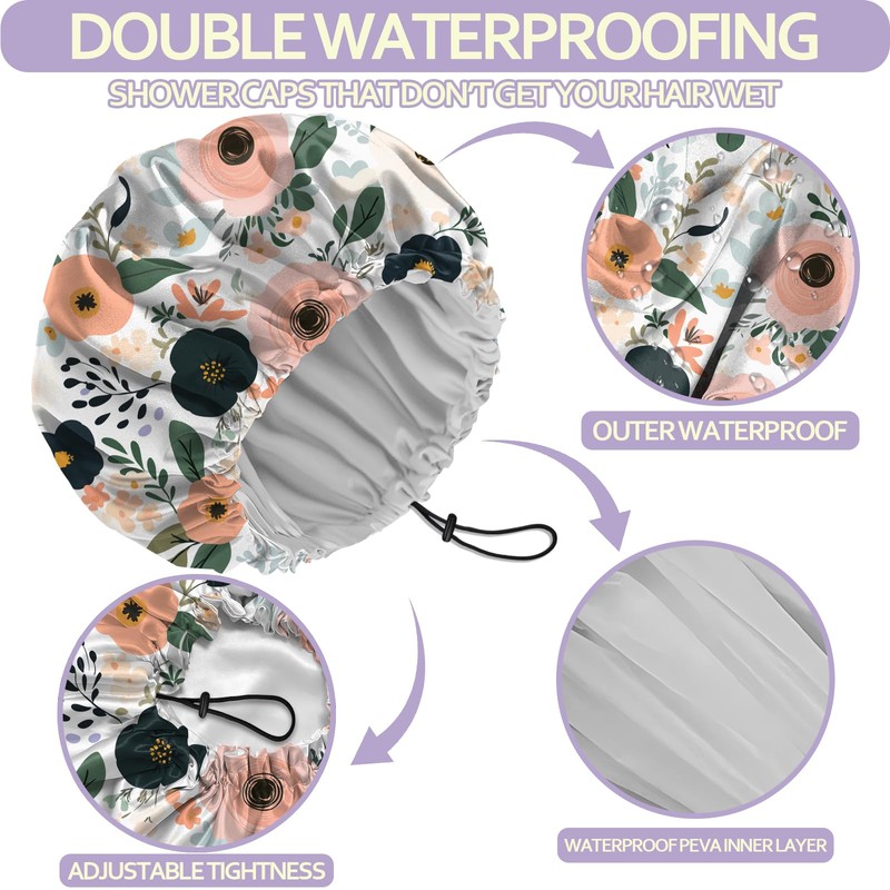 Kids Shower Cap Reusable Waterproof Adjustable Double Layer Elastic Dry