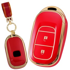ontto Car key cover fit for 2022 2023 2024 Accord Civic HR-V CR-V Pilot Sport SI EX EX-L 2 buttons key holder Smart case keyring key chain TPU Key Shell bag Accessories protector Red