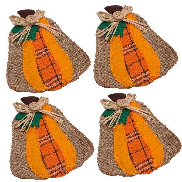 Thanksgiving Fabric Cutlery Holders in Harvest Theme Shapes - Pack