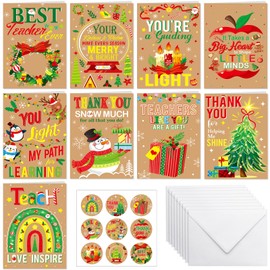 HOWAF 9 Teachers Christmas Cards with Envelopes Stickers, Thank You Teacher Christmas Card, Merry Christmas Teacher Card Xmas Card, Christmas Card for Teacher, Thank You Teacher Gifts for Christmas