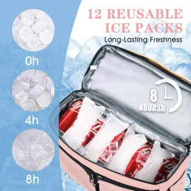 Scothen Backpack Cooler with Double Decker & 12 Ice Packs- Keeps 36 Cans Cold for Up ...