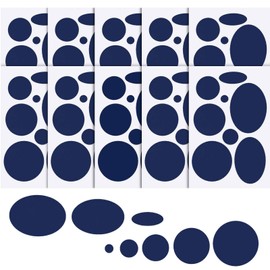 80 Piezas de Parches de Nylon Autoadhesivos para Reparación de Chaquetas de Plumón con 8 Tamaños para Reparación de Chaquetas, Tiendas, Ropa de Exterior, Forma Redonda y Ovalada (Azul oscuro)