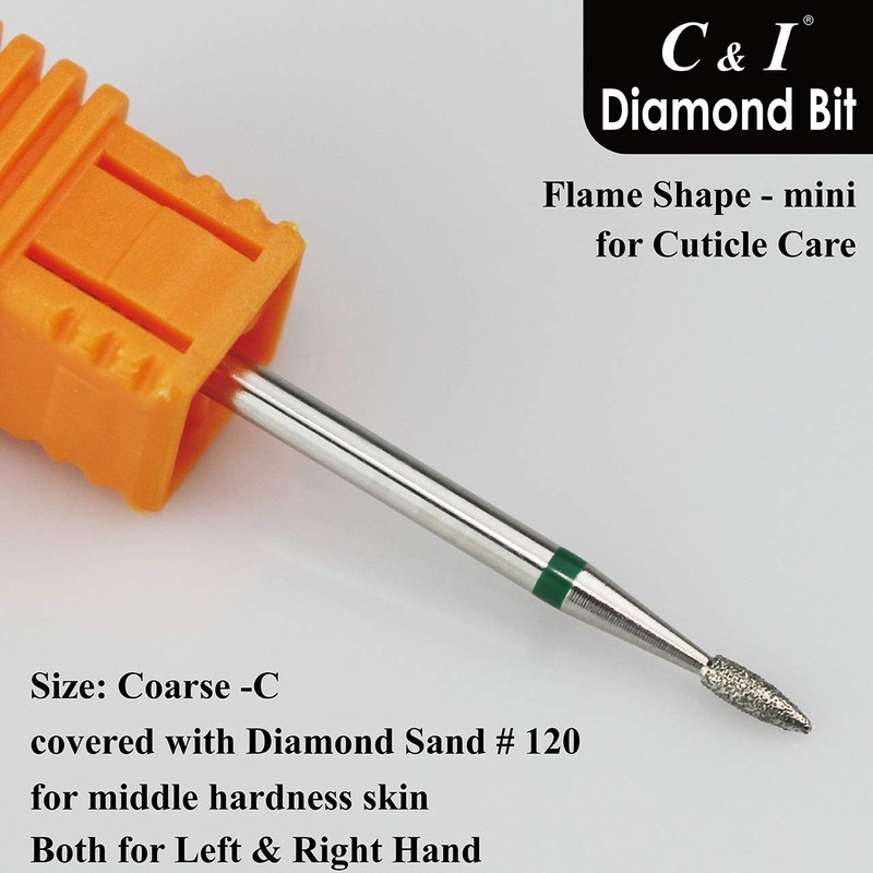 C & I Diamond Nail Drill Bit Flame Shape E-File