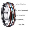 Vakki 8mm Mens Wedding Bands with Hawaiian Koa Wood Abalone