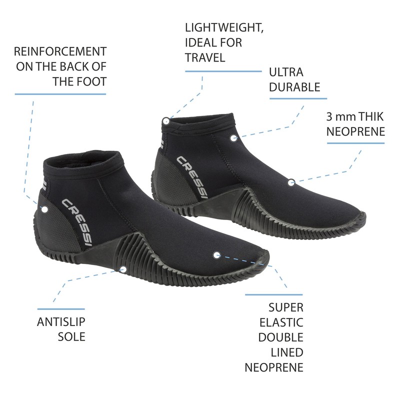 Cressi Low Boot Neoprene Diving Shoes, black