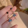 arete largos con incrustaciones de diamantes de imitación, diseño de