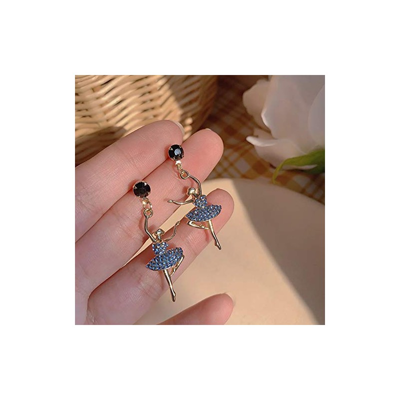arete largos con incrustaciones de diamantes de imitación, diseño de