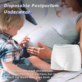 BLORLKZ Mesh Underwear Postpartum Hospital Mesh Panties Washable Disposable Post Bay C-Section Recovery Underwear (X-Large) White