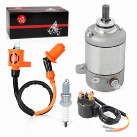 Starter Motor & Relay Ignition Coi Spark Plug Compatible with Honda Recon 250 1997-2000 TRX250TE TM 2002-2004 TRX250EX 2001-2008 TRX250X 2009-2019 31200-HM8-A41 31200-HM8-003