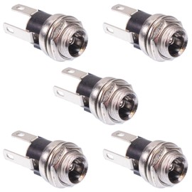 Switch Electronics 2.5mm x 5.5mm Metal Round Panel Mount Female Socket DC Connector Jack Plug (Pack of 5)