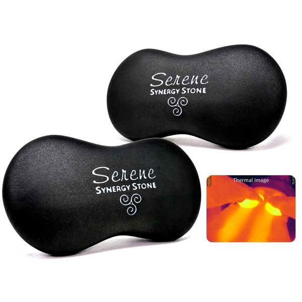 SYNERGY STONE Serene (Basalt Black)(Set of 2) Contoured Hot Stone Massage Tools - Deep Heat for Muscle Tension Relief - Relaxing and Therapeutic - Matte Surface for on Skin with Oil only