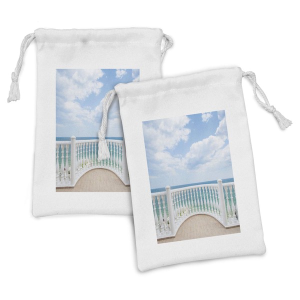Lunarable White Fabric Pouch Set of 2, Ocean Sea Shoreline