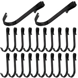 Luomorgo 20 Pcs Stainless Steel J Hooks - Heavy Duty Clip-On Hangers for Wire Shelving, Racks, Organizer for Kitchen, Pantry & Garage (Black)