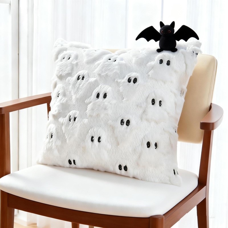 GDEMXOAN White Ghost Pillow Covers Set of 2 – Spooky