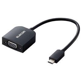 ELECOM USB-C VGA Converter (USB C to VGA) Full HD (1920×1080)/60Hz Converter Adapter 0.15m Renewed Black 【Compatibility with iPhone 16/16 Pro/16 Pro Max/16 Plus Verified】 AD-CVGABK3