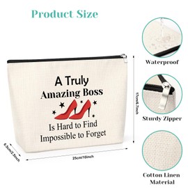 Funny Boss Gifts Makeup Bag Mentor Leader Gift Boss Lady Gifts for Women Zipper Pouch Boss Day Retirement Gifts for Leader boss Thank You Boss Presents from Colleague Cosmetic Bag