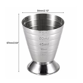 Stainless Steel Cocktail Jigger, Measuring Cup for Bar Party Wine Cocktail Drink for Bar Party Wine 75 ml Volume with 6 Measurement Markings