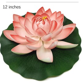 Floral Kingdom 12in X-Large Floating Lotus Lily Pad Foam Flowers for Ponds, Pool, Weddings, Garden Decor, Set of 2, Coral