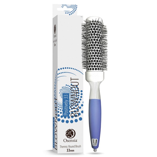 Professional Round Brush for Blow Drying - Small Ceramic Ion Thermal Barrel Brush for Sleek, Precise Heat Styling and Salon Blowout - Lightweight Hair Brush by Osensia - 1.3 Inch