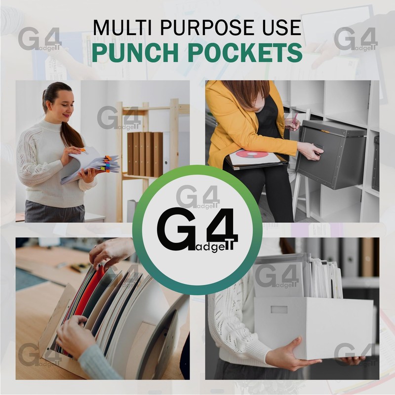 G4GADGET Pack of 50 A4 Clear Plastic Punch Punched Pockets