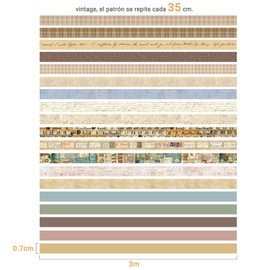 20 Rollos Juego de Cinta Washi, Cinta Decorativa de Color y Papel, Cinta Washi Decorativa con Diseño Floral, Washi Tape para Álbumes de Recortes, Embalaje de Regalo, Manualidades Diarios （vintage）
