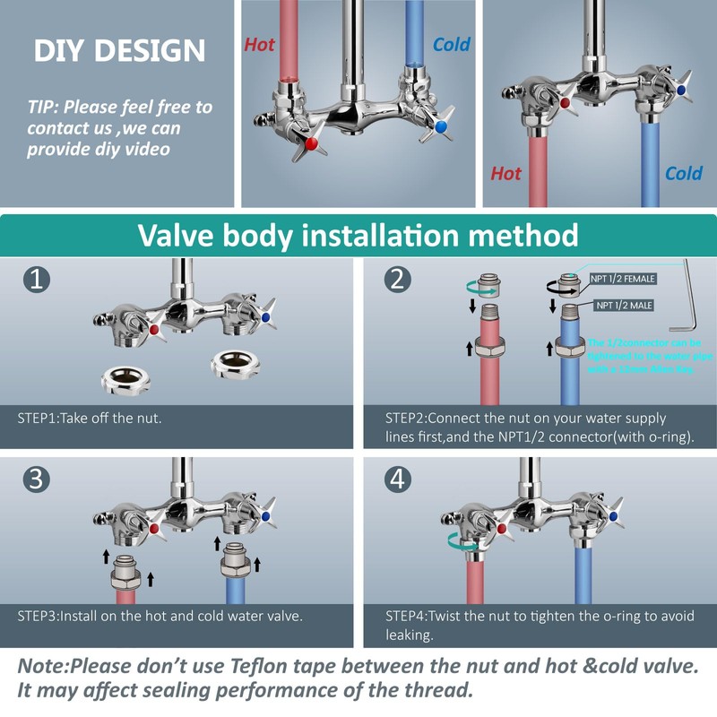 Aolemi Wall Mount Outdoor Shower Kit,Outdoor Shower Fixtures Faucet System