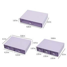 JIAFUJIN Plastic Desk Drawer Organizer, 2 Compartments, Stackable, Office Supplies Storage, Purple