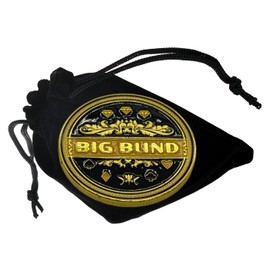 Cyber-Deals Poker Card Guard Protector Coin Weight Gold Tone Finish in Clear Rigid Plastic Case, Plus Velvet Storage Pouch (Big Blind), 40mm, Varies