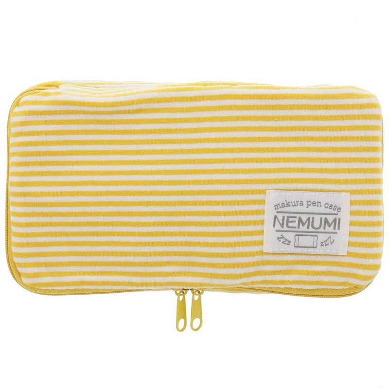 Sun-Star Stationery Pen Case NEMUMI Pillow Pen Case Border Yellow