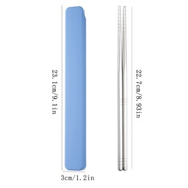 1 Pair Portable Chopsticks with Pull Design Case, Reusable Metal Stainless Steel Chopstick Travel Utensil for School Home Office Outdoor Camp Bento Box Use, Dishwasher Safe