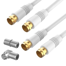 2 Pack RG6 Coaxial Cable 2FT, TV Coax Cable Cord Extender, Gold Plated Connectors, Compatible for Cable Modems, Cable Box, Digital Router, With F Connector and 90 Degree Angled Male to Female Adapter