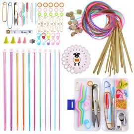 Coopay Tunisian Crochet Hook Set with 120 cm Bamboo Afghan Crochet Hooks and 3-10 mm Multicoloured Tunisian Aluminium Knitting Needles and Knitting Accessories, Afghan Crochet Hook Set for Weaving