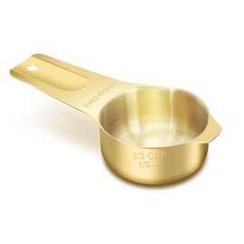 AUOIKK 1/3 Cup (80 ml | 2.7 oz | 80 cc) Stainless Steel Measuring Cup, Metal Measuring Cup for Cooking & Baking(Gold)