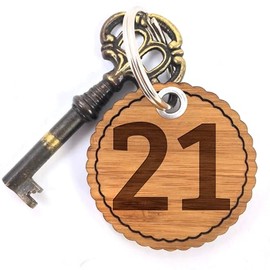 Mr. & Mrs. Panda Round Wave Keyring 21 - Gift, Number 21, Numbers, Lucky Charm, Letters, Hotel Room, Lanyard, Sign,, neutral