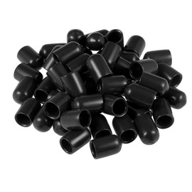 sourcing map Pack of 50 Rubber End Caps 8.5mm ID Vinyl Round Tube Bolt Cap Cover Screw Thread Protector Black