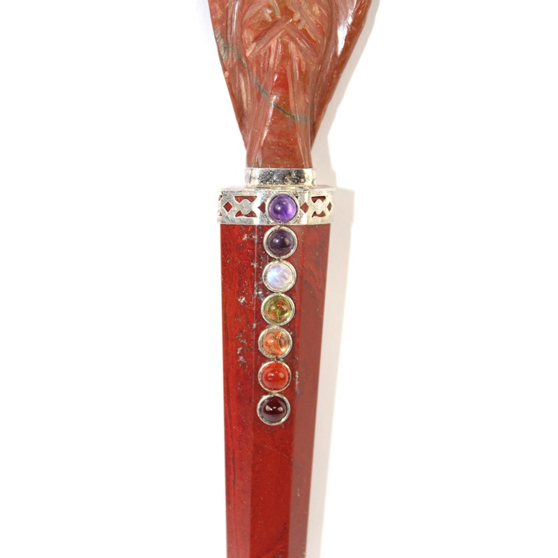 Jet International Red Jasper Angel Chakra Wand Stick Approx. 5.5