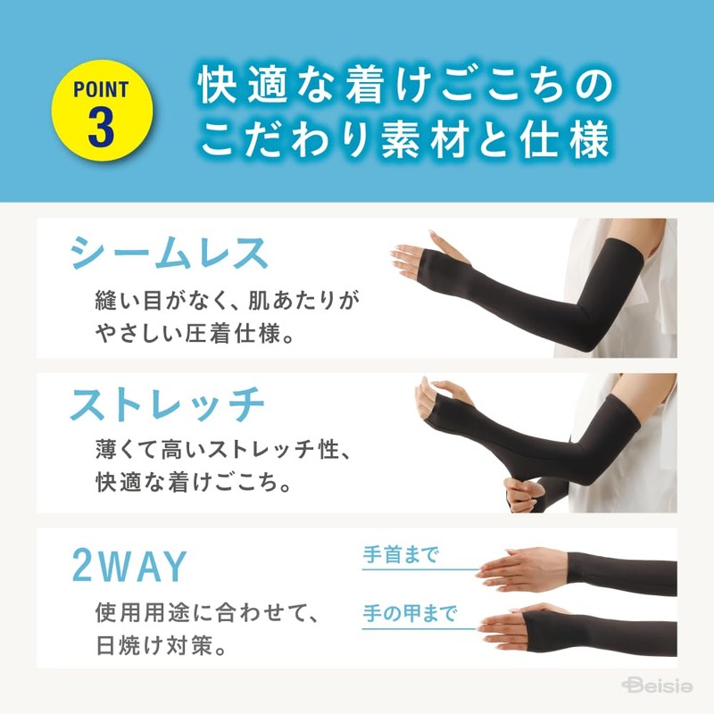 beisia Hearrest Women's Arm Cover, Long, navy