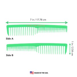 Allegro Combs 6000 Wide Tooth Vented Hair Combs - Set of 3 (Neon Green)