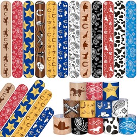 Lcnjscgo 60PCS Western Party Favors Slap Bracelets Cowboy Cowgirl Bracelets Horse Wristbands for Western Themed Party Baby Shower Kids Birthday Party Supplies Decorations