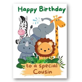 Second Ave Cousin Children's Kids Safari Birthday Card Greetings Card