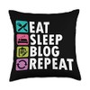 Eat Sleep Blog Blogger Blogging Influencer Writer Author Throw Pillow