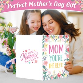 Jumbo Best Mom Greeting Card Large Happy Birthday Card for Her 22 x 14 Inch, Giant Happy Mother Day Guest Book Supplies Gifts with Envelope for Women Girls, Happy Birthday Party Supplies