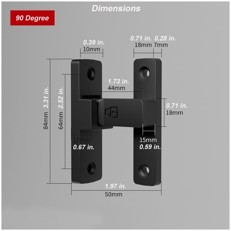 ETEKJOY Heavy-Duty Flip Latch Lock 90/180 Degree Sliding/Swinging Door Lock