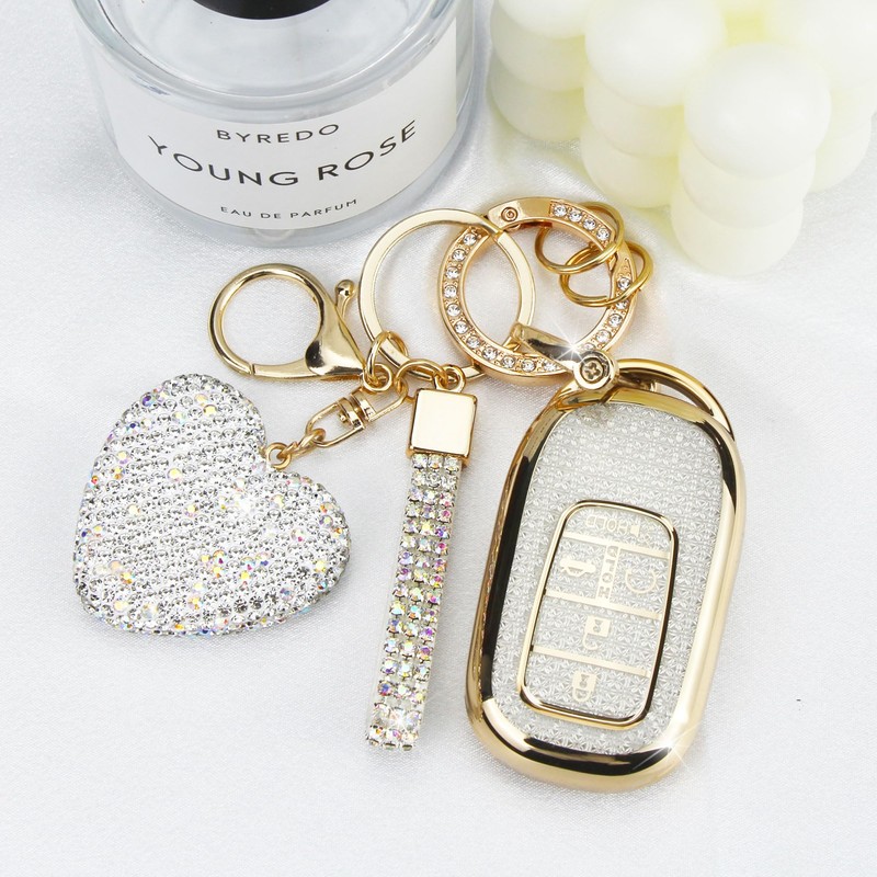 YIKECASE Key Fob Cover with Diamond Keychain Car Key Holder
