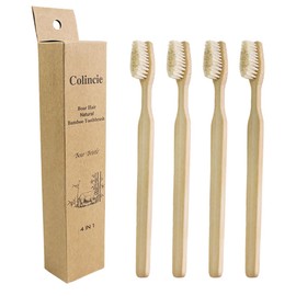 Colincie Bamboo Toothbrushes, Boar Bristle Toothbrush, Biodegradable Natural Bamboo Wooden Toothbrush (4)